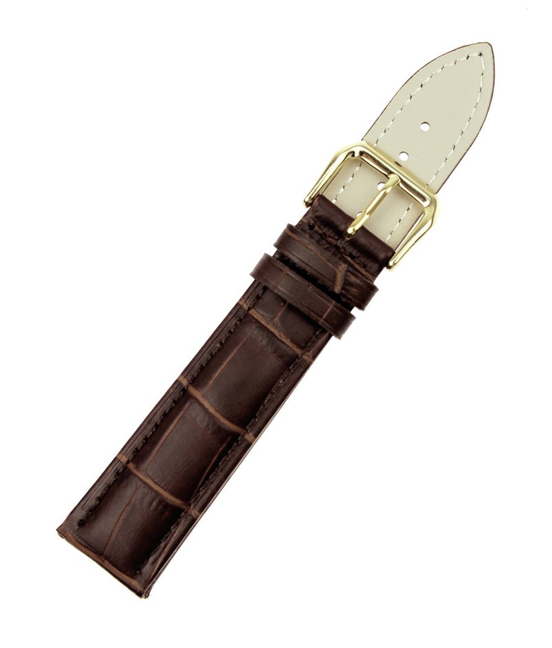 RECHERE Leather Watch Band Strap Gold Pin Buckle Color Brown (width 19mm) - Image 3